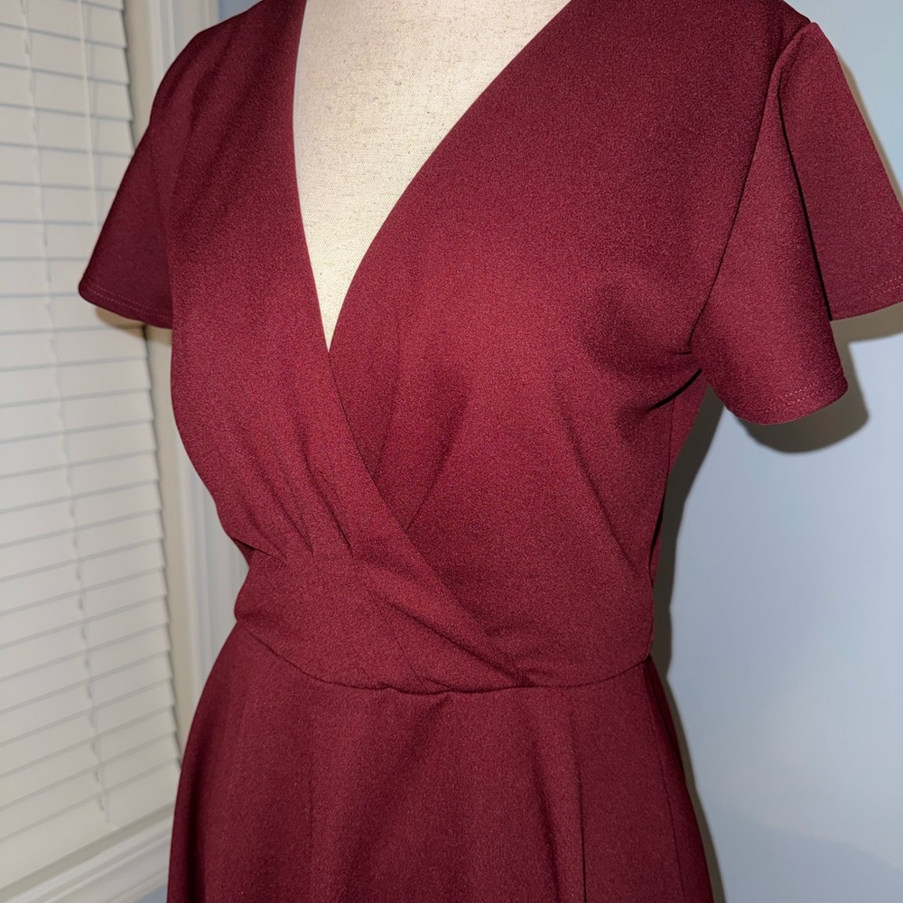 Elegant Burgundy Wrap Dress